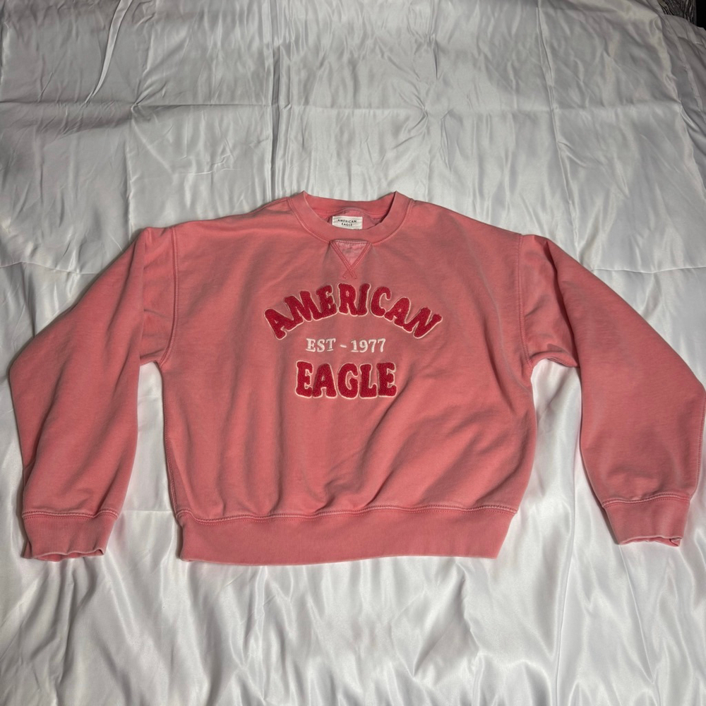 Women's American Eagle Pink & Red Crewneck Sweatshirt XS